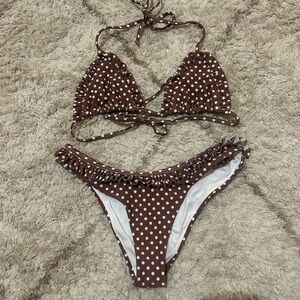 Brown Polka Dot Bikini Set